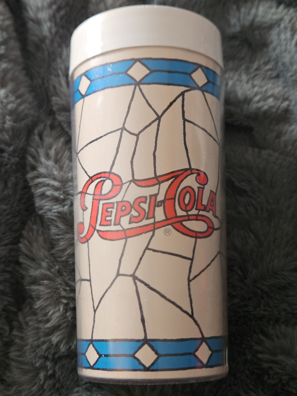Vintage 1970's Pepsi Cola Tiffany Style Hard Plastic Tumbler Retro Design RARE